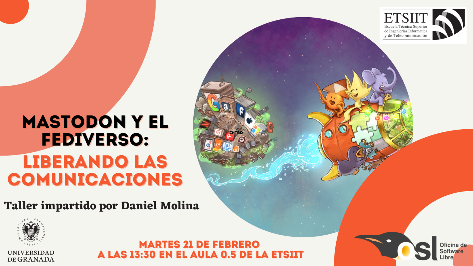 Cartel de charla sobre Mastodón
